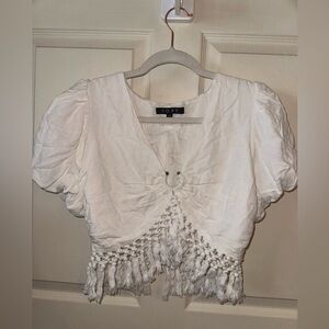 Fore White Tassel crop Top festival boho concert M